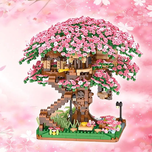 2008PCS Mini Sakura Tree House Building Blocks Cherry Blossom Plant City Street View Bricks DIY Model Ornament Toy Children Gift