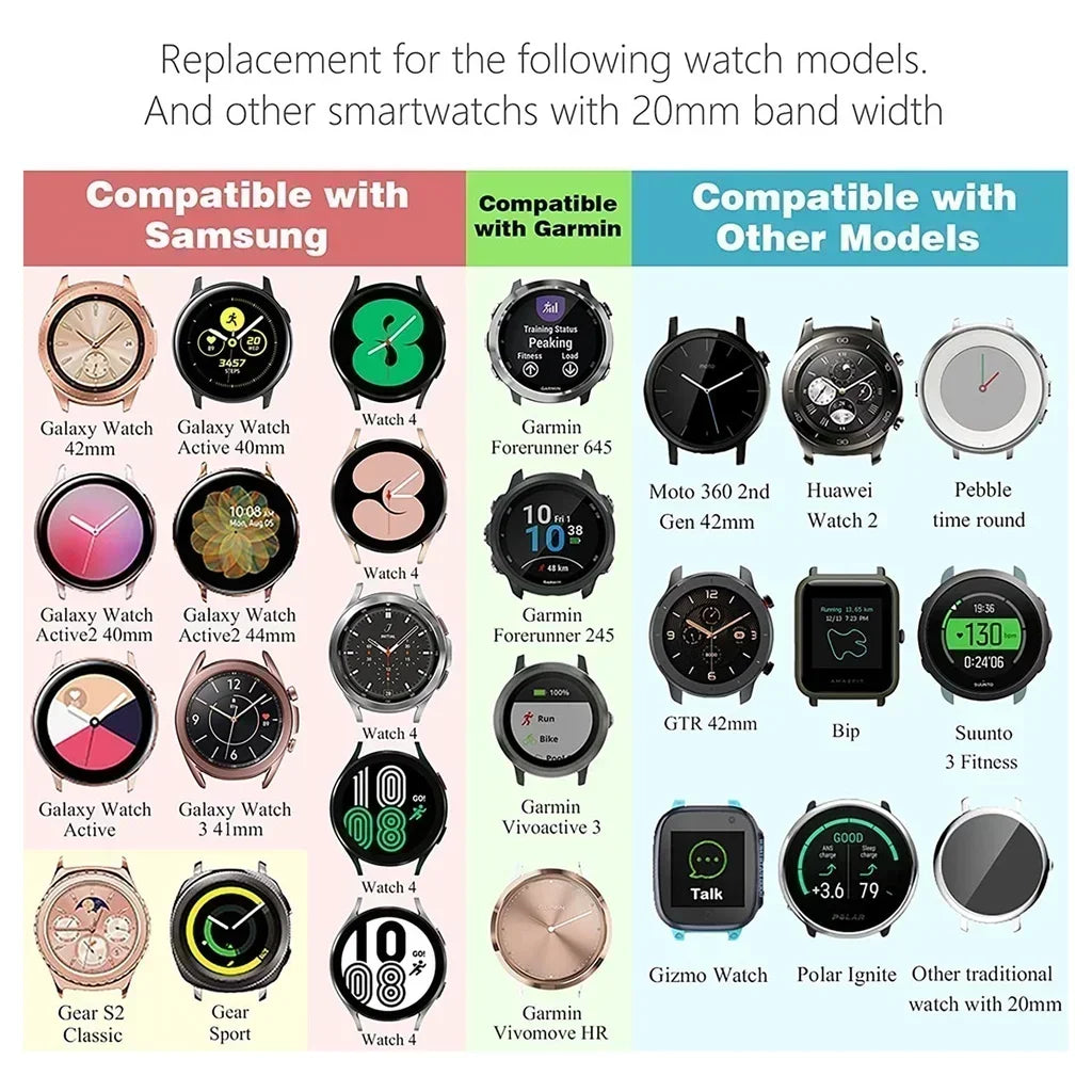 20 22mm Universal Nylon Strap for Samsung Galaxy Watch 7 6 4 5Pro/6Classic/Active2 Quick Fit Sport Bracelet for Huawei GT4 Band