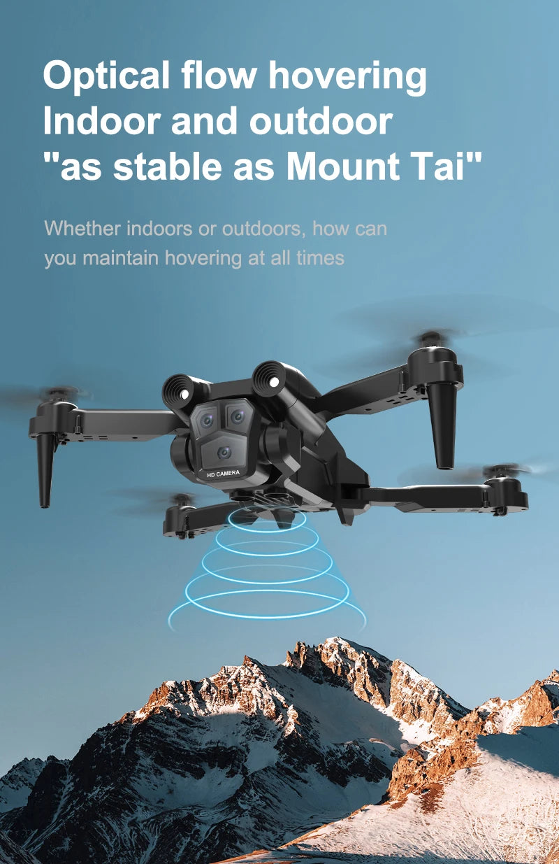 KBDFA New M4 RC Drone 4K Professinal With Wide Angle Triple HD Camera Foldable RC Helicopter WIFI FPV Height Hold Toy Drone