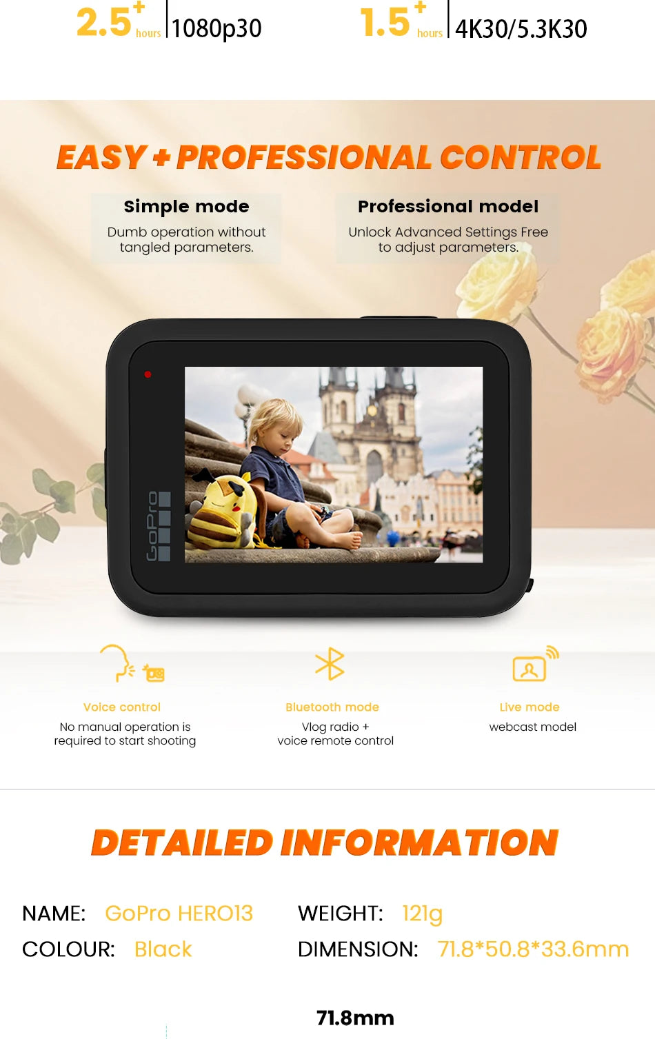 GoPro HERO13 Black Action Camera Go Pro 13 Anti Shake Cycling 5.3K Camera