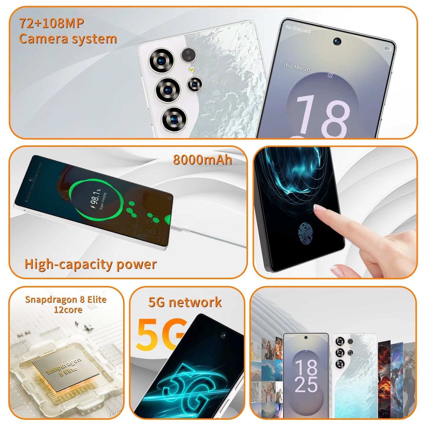 HOT 2025 new S25 Ultra original intelligent 5G dual card dual standby Android 15 system global version phones 8000mAh battery