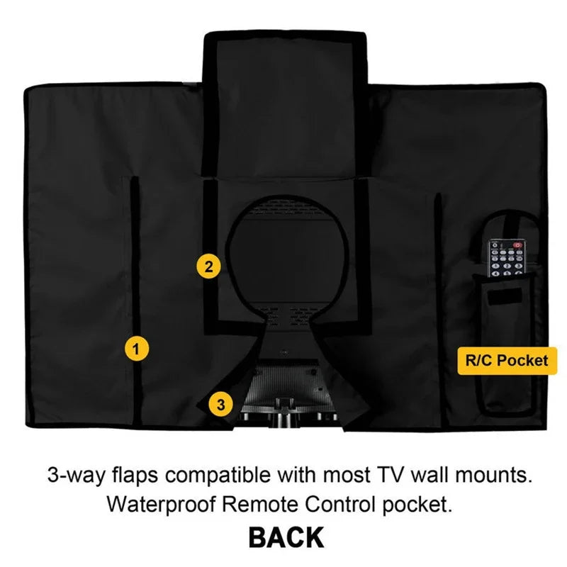 Outdoor TV Screen Dust Cover Black LCD Television Set Water Dust Resistant Protect Bag 24" 38" 42" 48" 52" 65inch