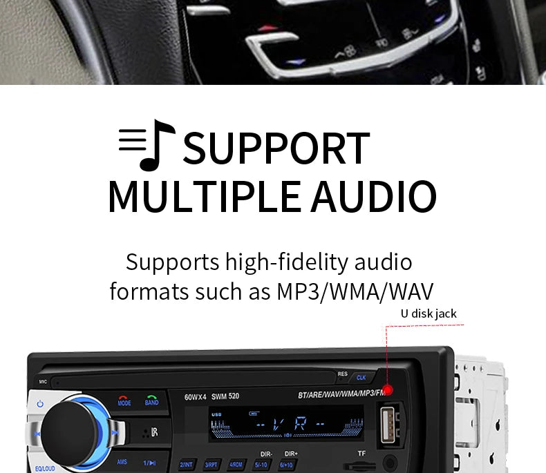 (Factory Direct Sales) Car Mp3 Player Stereo 60W*4 12v/24v Car Truck Usb/Tf/Fm/Aux Bluetooth Audio Radio