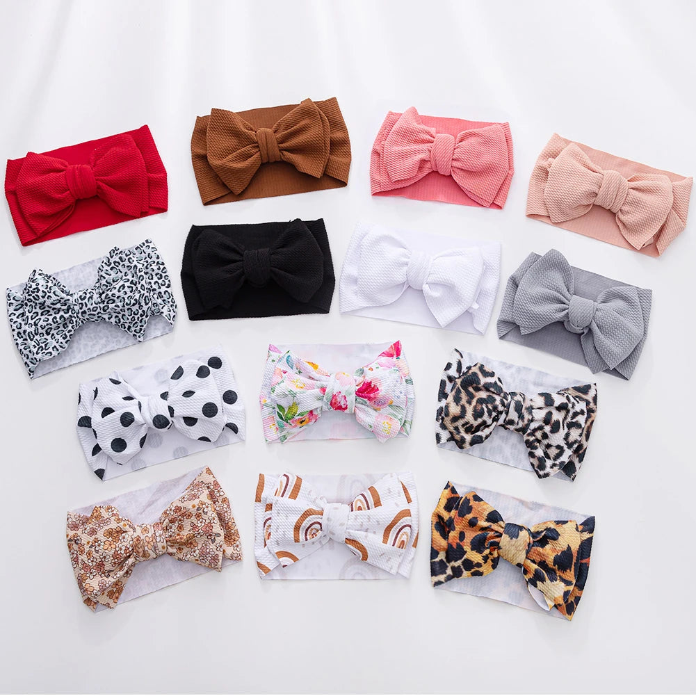 2Pcs/Set Lepoard Flower Pirnt Bullet Baby Headbands Fabric Dot Rainbow Girls Hairbands Infant Boys Turban Headwraps Kid Headwear