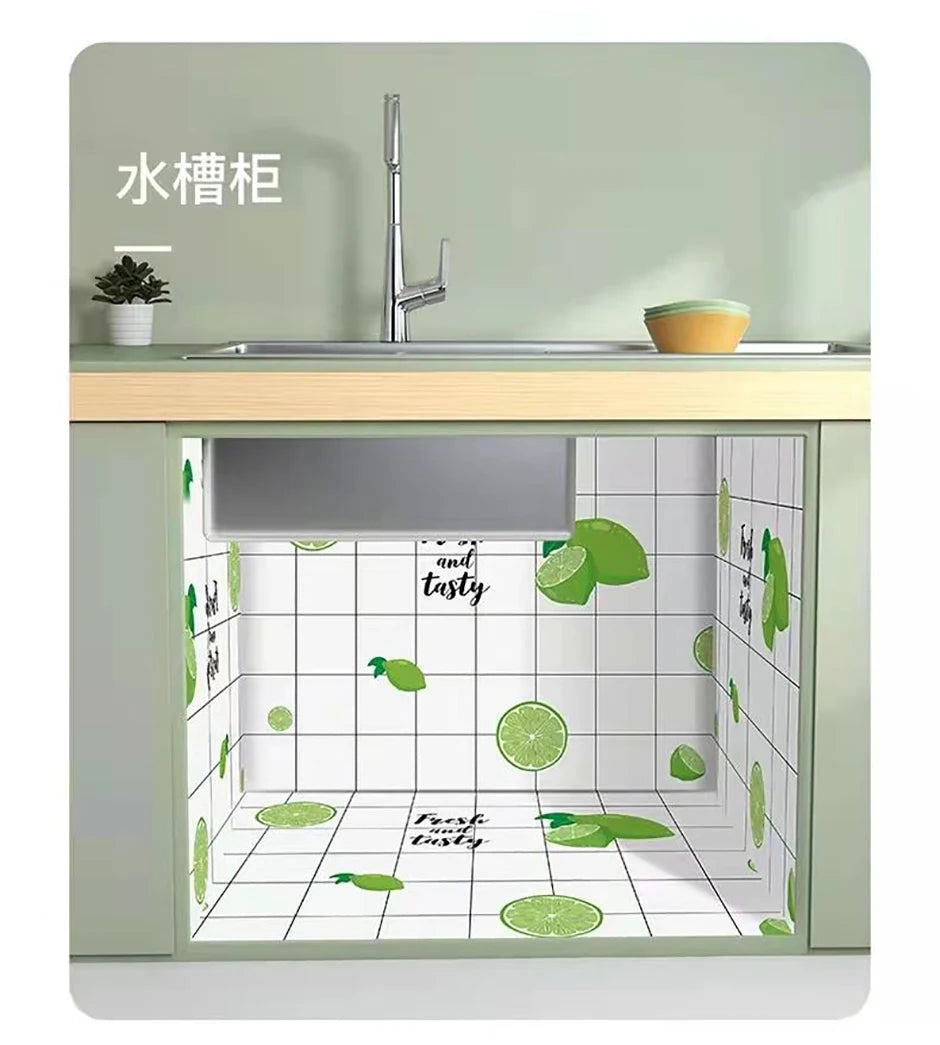 Kitchen Oil Resistant Stickers Waterproof Self-adhesive Wallpaper Stove Countertop Protective Pad Cabinet Countertop Marble Film