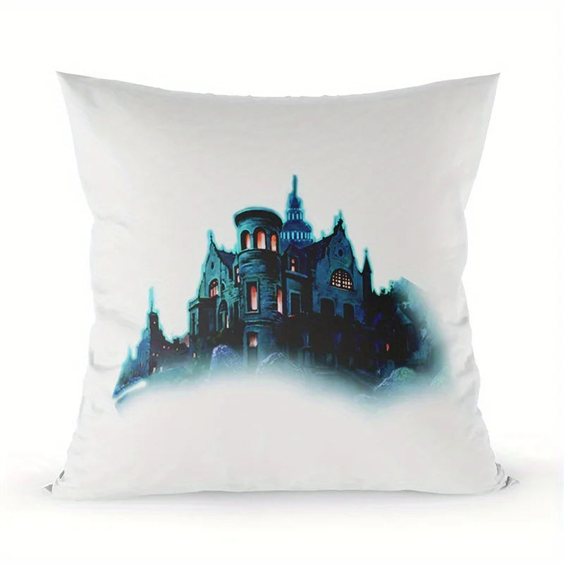 Home Decor Spooky Castle Themed Digital Printed Pillow Covers Pattern Cushion Cover Suitable For Sofa Bedroom Car Pillow Cover