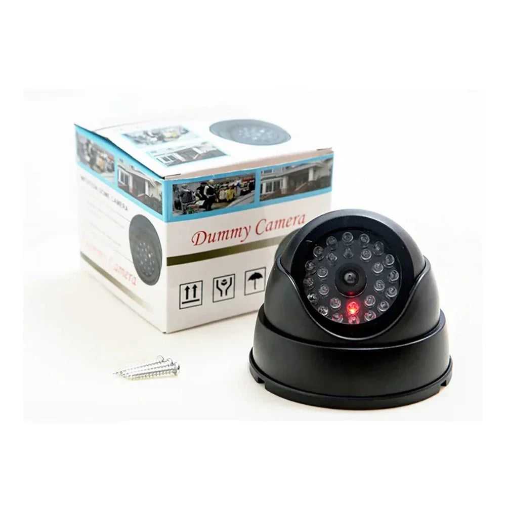 Dummy Fake Camera  with LED Red Light Dome Home Security Surveillance Cameras Simulation Burglar Alarm with Blinking Red LED Cam