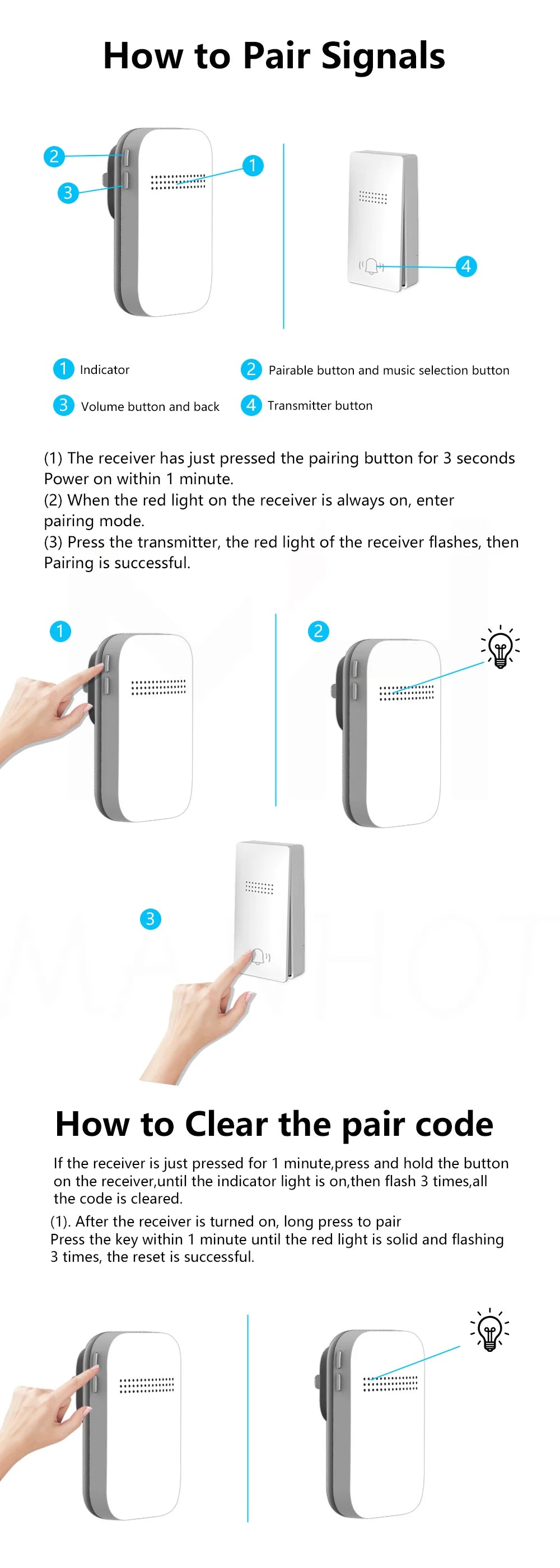 New Wireless Doorbell Waterproof Plug Button No Battery Required Ring Bell Chimes Sets Home Smart Door bell 38 ringtones