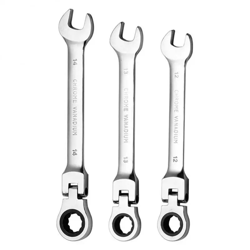 Metric Flex-Head Ratcheting Wrench , Chrome Vanadium Steel, Ratcheting Combination Wrench  Key Wrench for Car Maintenance