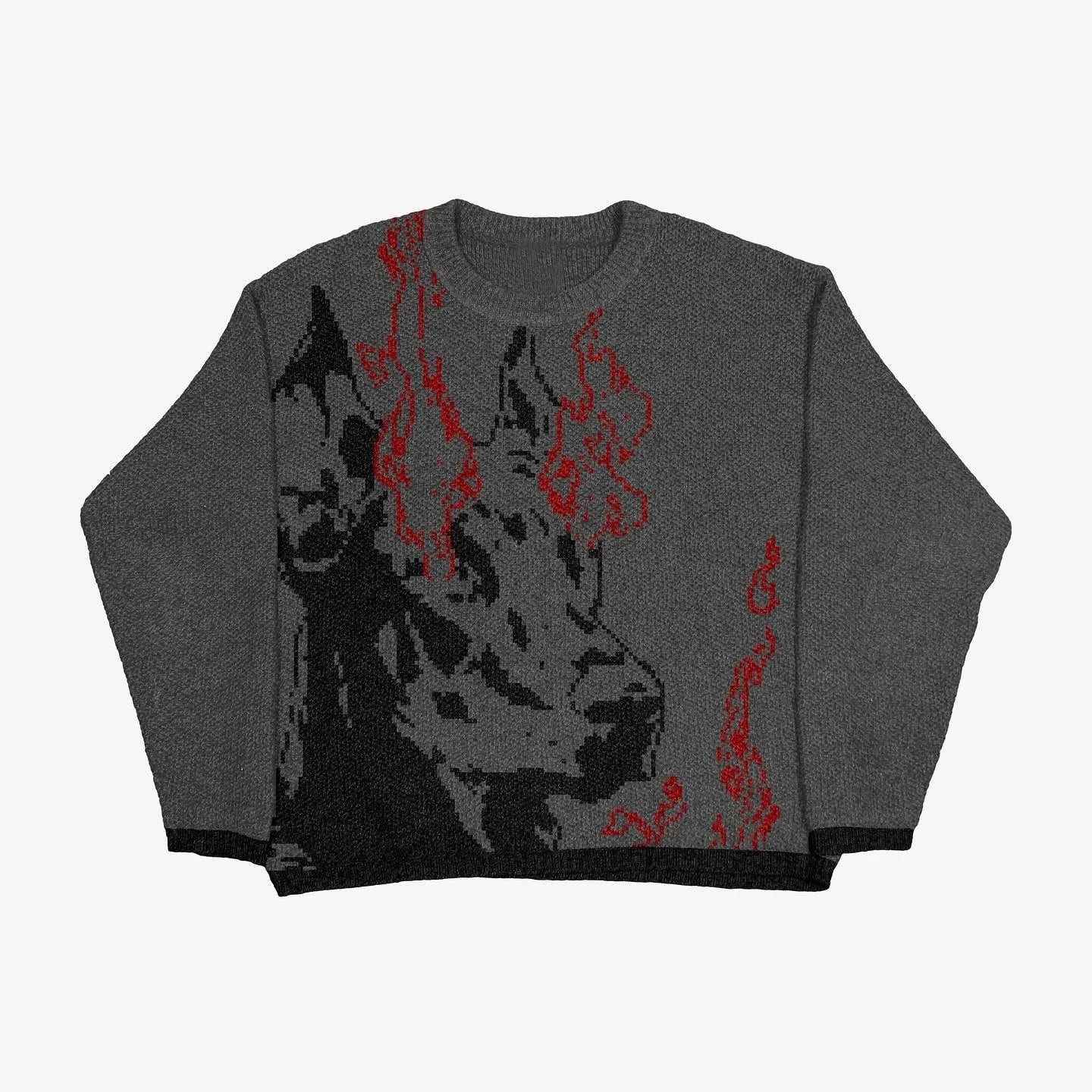 Women's Sweater pullover sweatshirt long sleeve winter vintage print pattern clothes hip hop oversize Anime Knit Sweater EMO