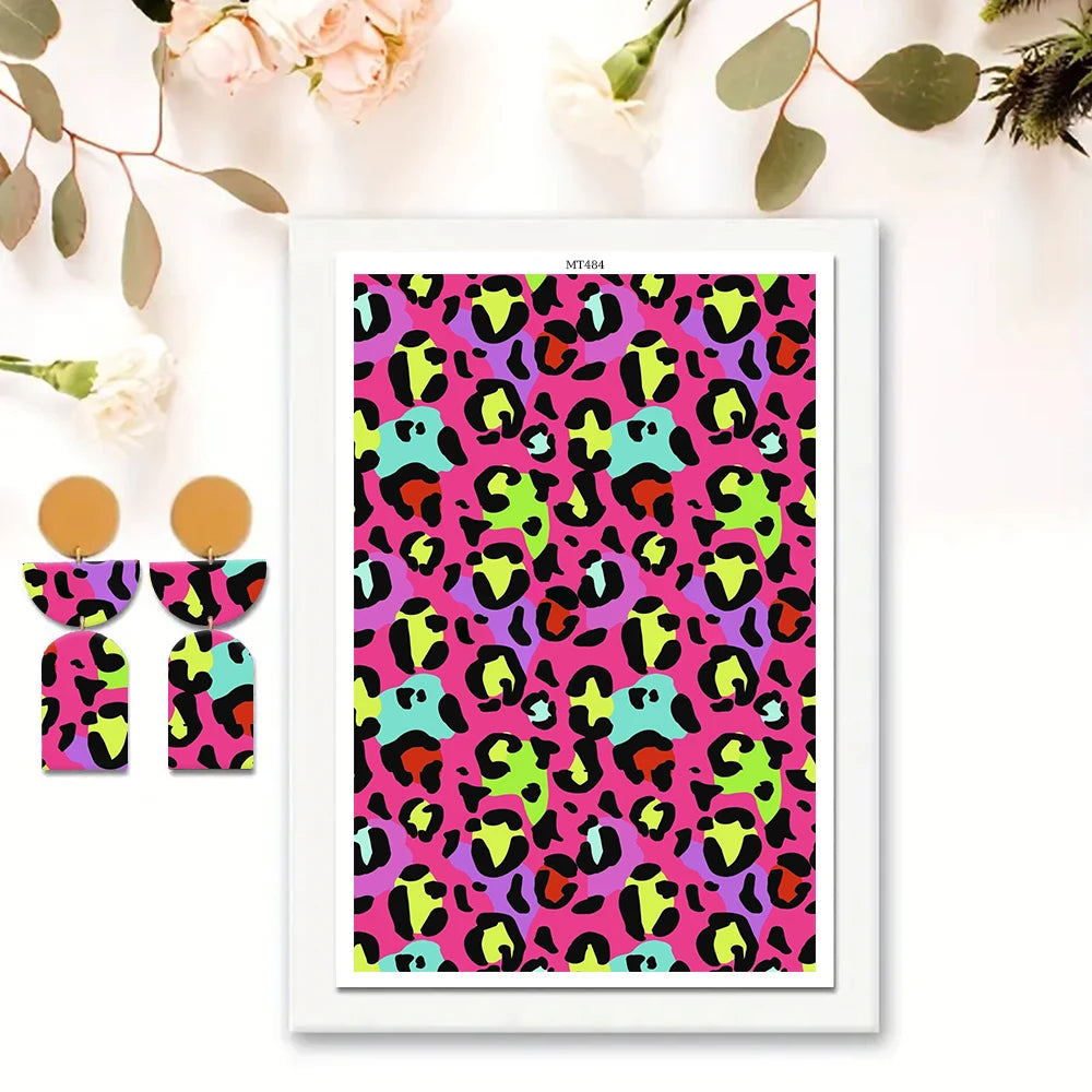 Leopard Print Pattern Polymer Clay Watercolor Transfer Paper Pottery Earrings Jewelry Soluble Disposable Sticker Tools