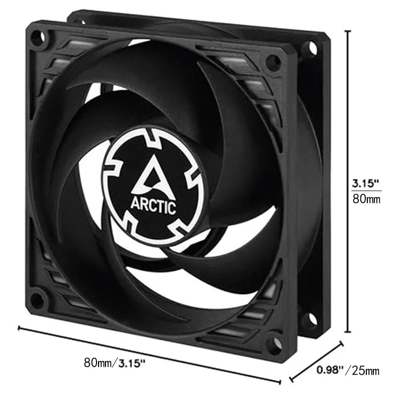 ARCTIC P8 - 80mm Case Fan, Pressure-Optimised, quiet motor, Fluid Dynamic Bearing,  Speed: 3000 RPM Fixed Speed, 3-Pin Connector