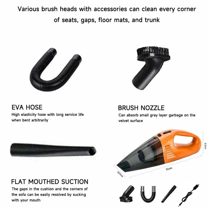 1 Set Car Mounted Vacuum Cleaner Wireless High Power Automotive Household Use Dual Use of Dry and Wet Rechargeable