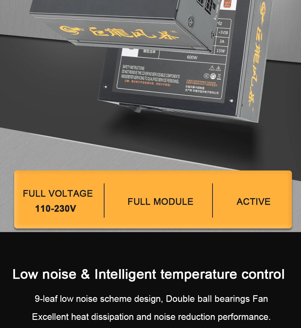 80Plus Bronze 400W 600W 110-230V Full Modular SFX Micro PC PSU High Efficiency Silent Fan Game Computer Power Supply