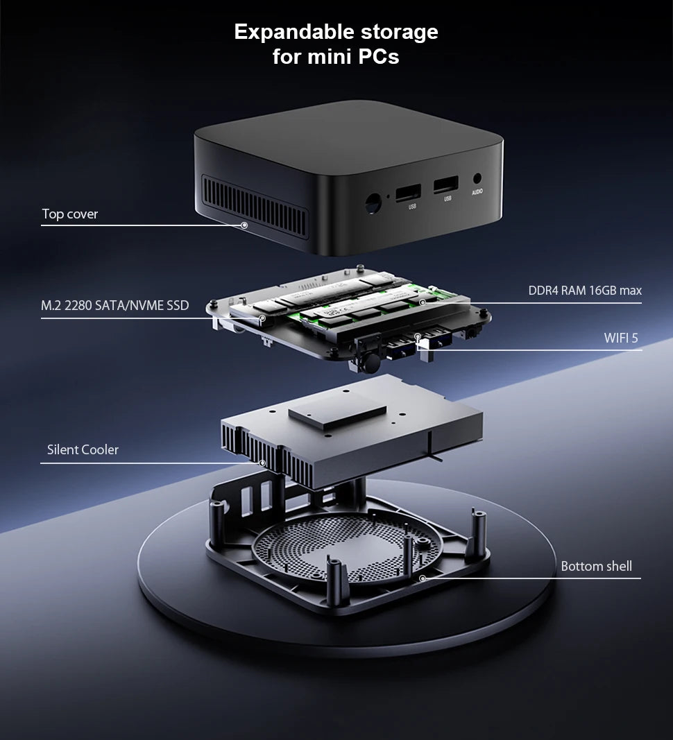 T10 Mini PC Intel Alder Lake N150 Windows 11 Ultra Small Pocket Computer 4K 60Hz Output  Wifi5 BT4.2