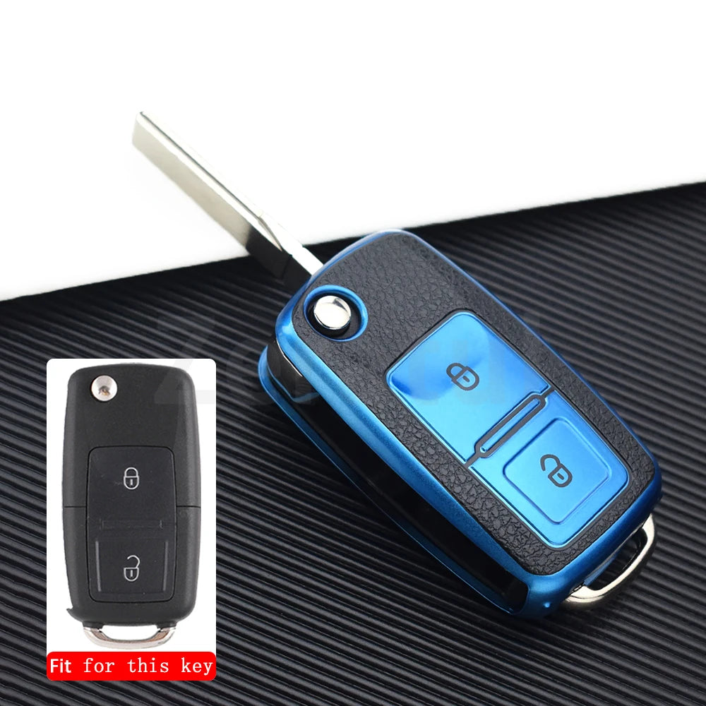 TPU Leather Car Key Cover Case Procted For VW Golf Bora Jetta POLO Passat Skoda Superb Octavia Fabia SEAT Ibiza Leon 2/3 Buttons