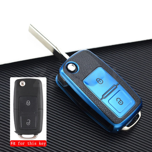 TPU Leather Car Key Cover Case Procted For VW Golf Bora Jetta POLO Passat Skoda Superb Octavia Fabia SEAT Ibiza Leon 2/3 Buttons