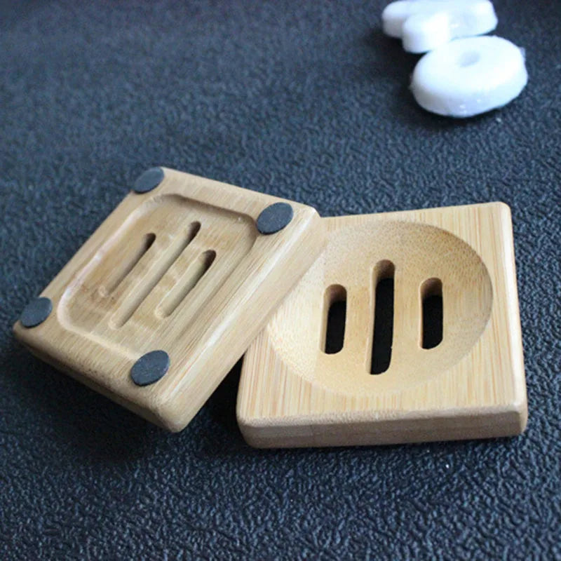 1~10PCS Bathroom Toilet Tools Wooden Anti-Mildew Drain Box Bath Soap Rack Natural Bamboo Tableware Soap Dishes