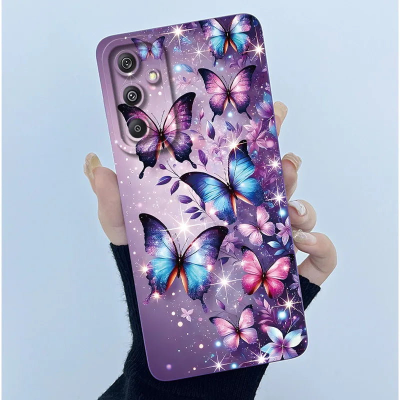 For Samsung Galaxy M34 M35 5G F34 5G Simplicity Flowers Liquid Shockproof Silicone Soft Phone Cover For SamsungM34 5G Case