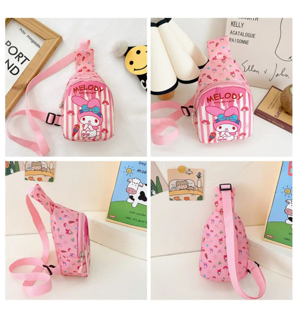 Hello Kitty Children Chest Bag Sanrio figure Kuromi Cute Coin Purse Shoulder Bag Boy Girl Cross Body Bag Fashion Messenger Bag