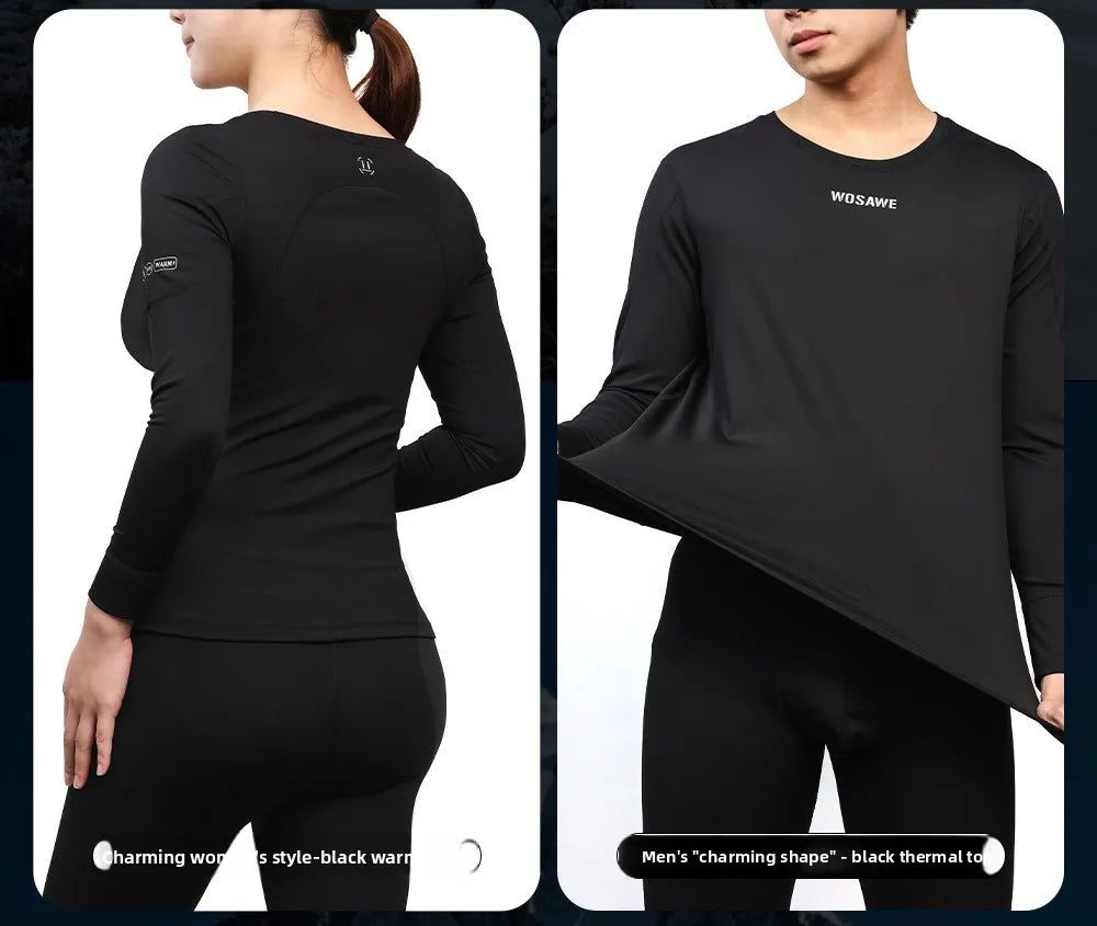 WOSAWE Women's Fleece Lined Thermal Underwear Set Motorcycle Skiing Base Layer Winter Warm Long Johns Shirts & Tops Bottoms