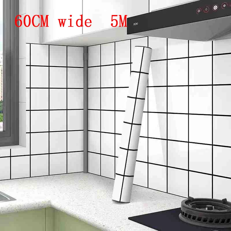 Kitchen Oil Resistant Stickers Waterproof Self-adhesive Wallpaper Stove Countertop Protective Pad Cabinet Countertop Marble Film