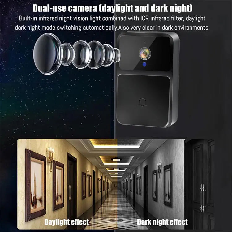 WIFI Video Doorbell Camera Night Vision HD Wireless Smart Home Security Battery Door Bell Two Way Intercom Voice Change For Home