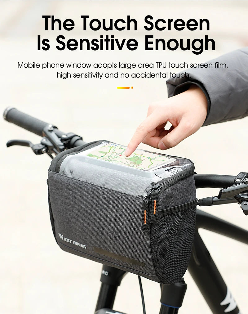 WEST BIKING 4.5L Bike Front Bag Touch Screen Phone Handlebar Bag Insulated Bicycle Cooler Bag MTB Road Cycling Accessories