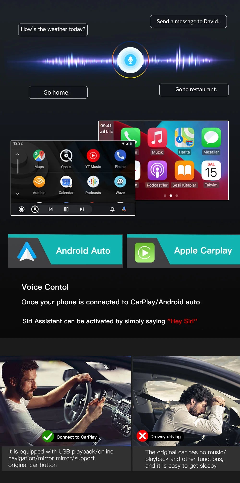 AUTOABC  Wireless Carplay Android Auto Fits For Land Rover Jaguar Bosch Discovery4 Evoque Freelander2 XE XF XJL Mirroring