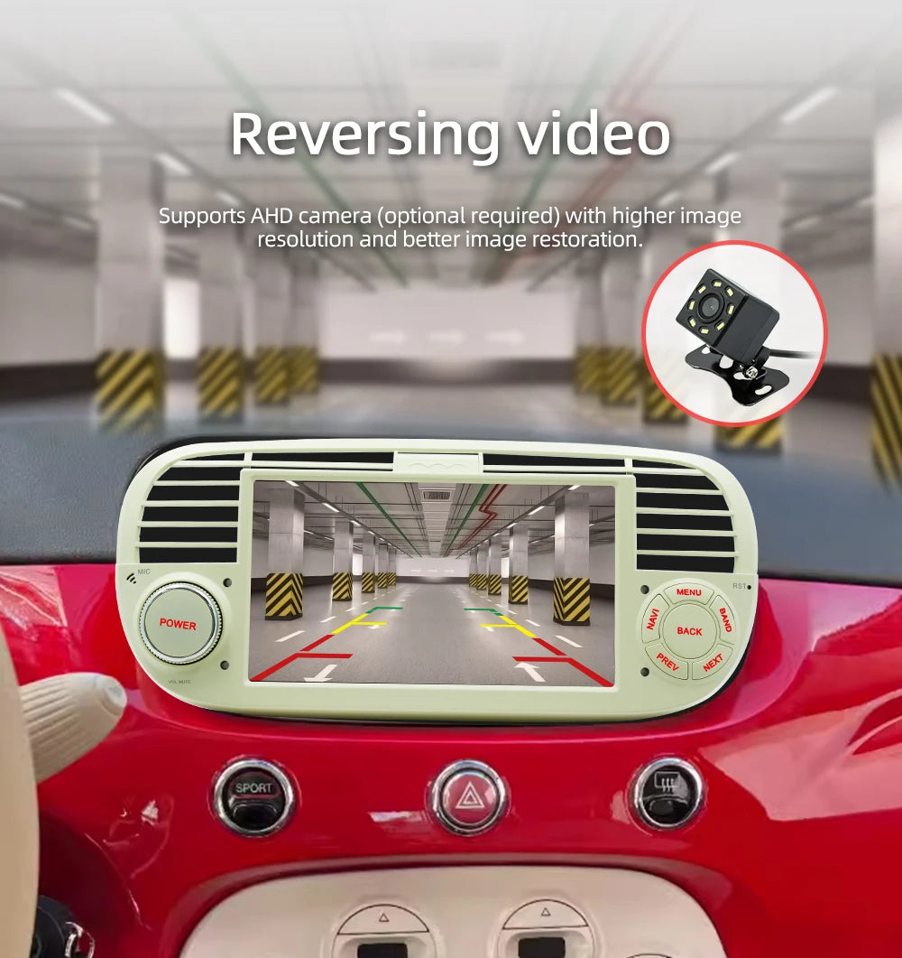 BQCC 1 Din 7" Octa core Android 13 Car PLayer Mirrorink GPS WIFI DSP 32EQ RDS FM APP Control Car Stereo For Fiat 500 2007-2015