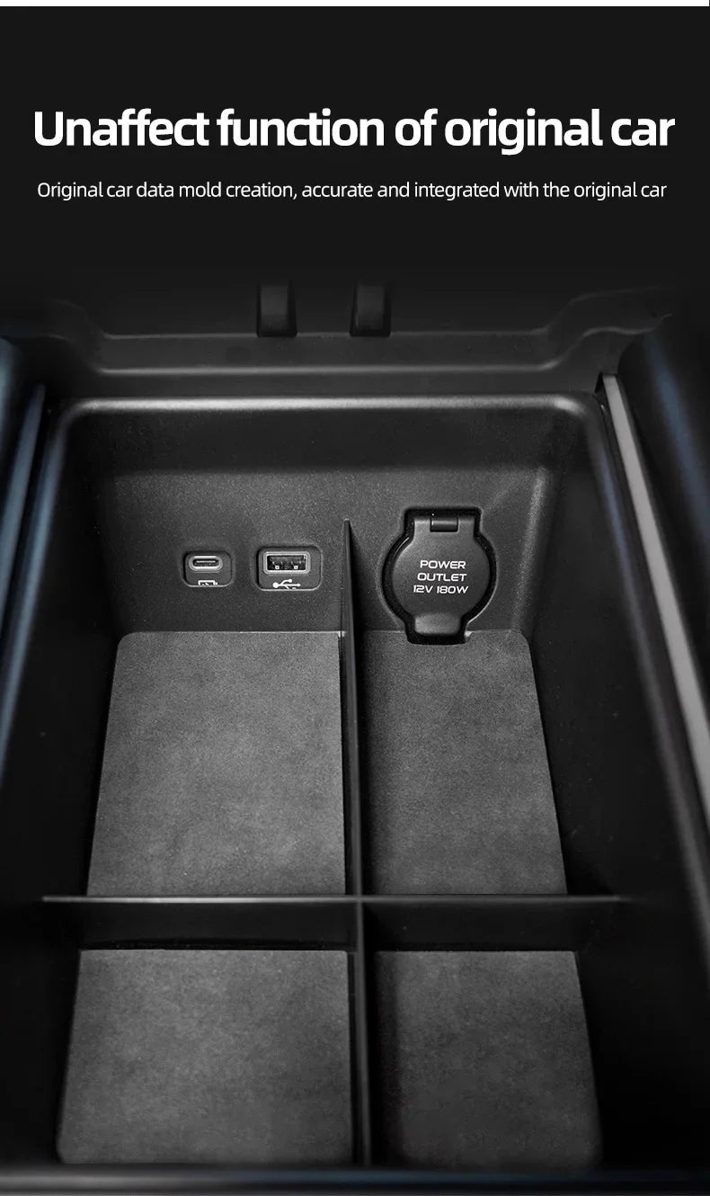 For ZEEKR 001 Car Center Control Storage Box Alcantara Storage Box Shelf Armrest Box Interior Car Supplies Stowing Tidying