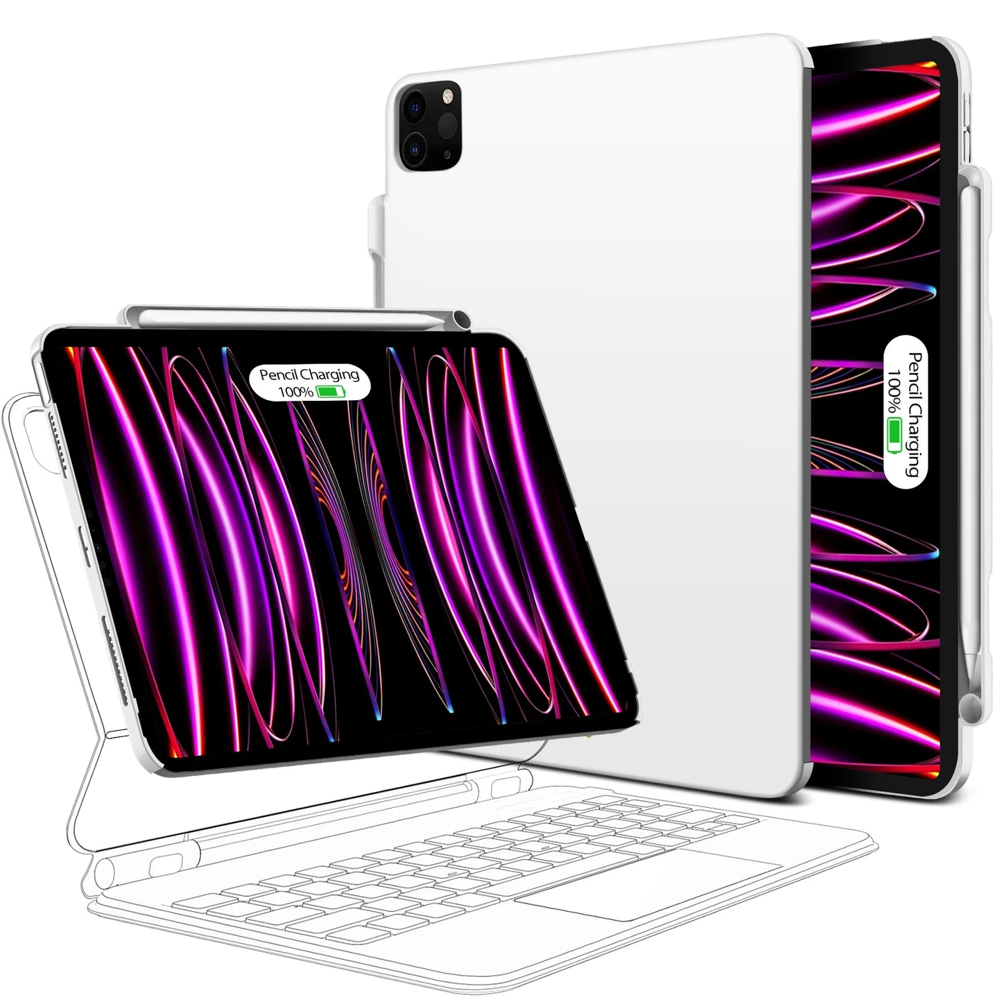 Magnetic Case for iPad Pro 11 2024 Air 4 5 iPad Pro 13 M4 12.9 6th 5th 4th 3rd Gen Magic Keyboard Compatible Case Pencil Holder