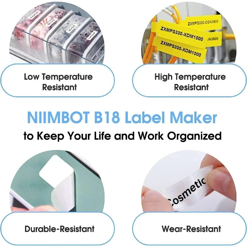 Niimbot B18 Mini Portable Sticker Bluetooth Printer Thermal UV  Thermal Printer With Ribbon PET Papers Keep 8-10 Years Machine