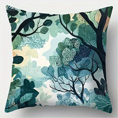 Home Decor Enchanting Green Tree Leaf Pillow Covers Pattern Cushion Cover Suitable for Sofa Bedroom Car Pillow Cover