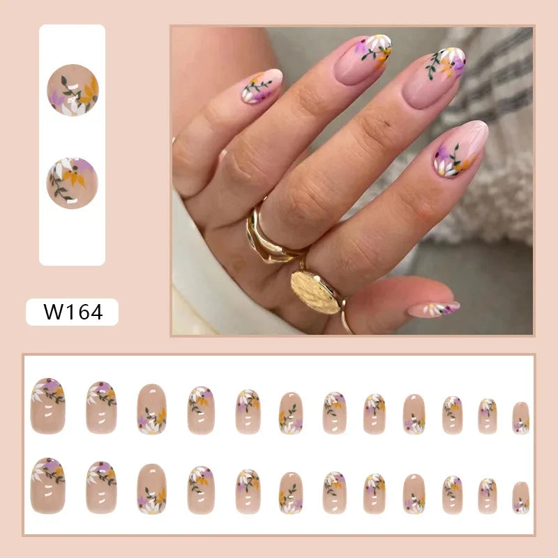 Dark Blue Cat Eyes 24 Pcs Press on Nails Pink Gradient Fake Nails Glossy Artificial Finger Manicure Reusable False Nails