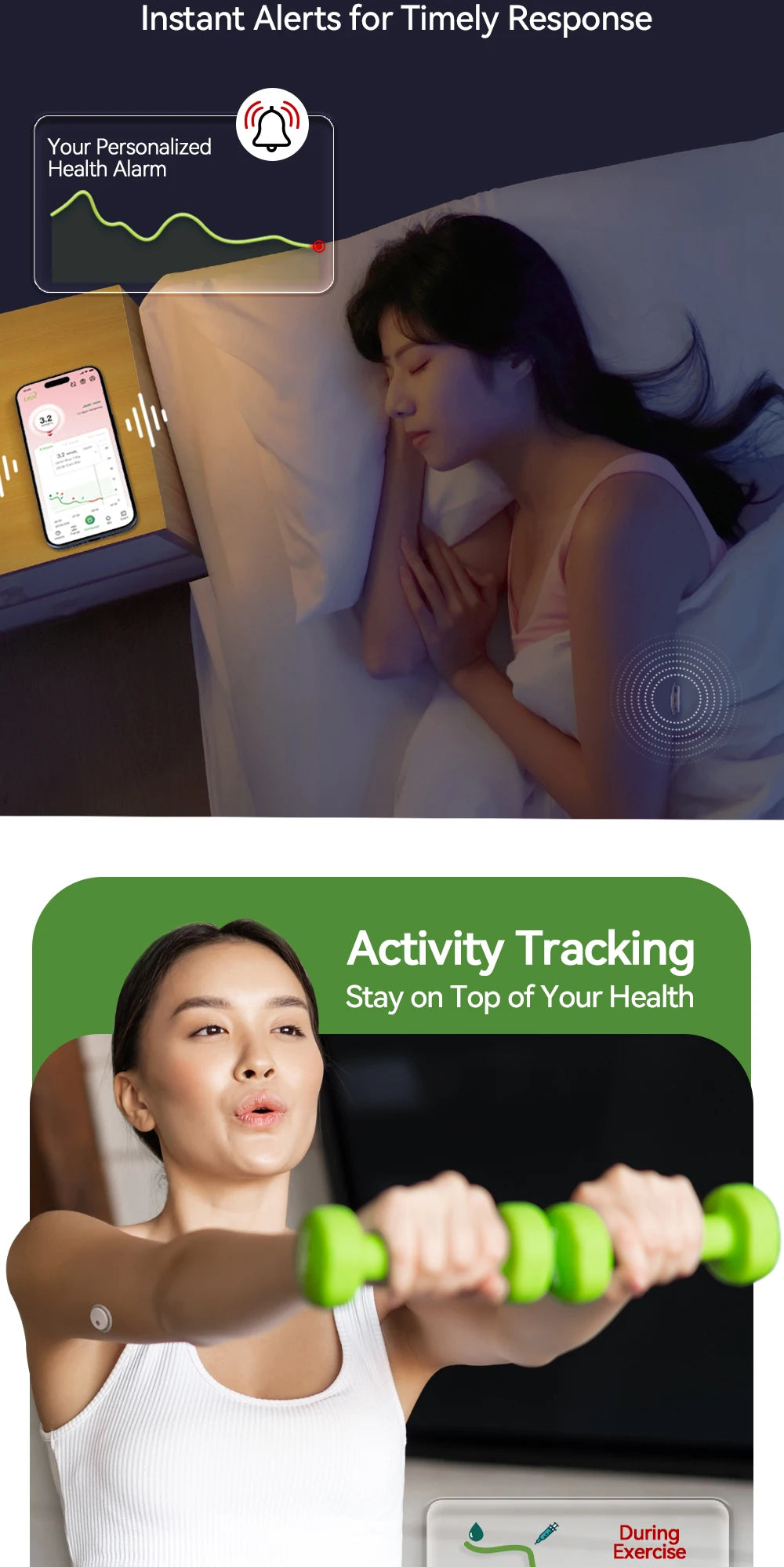 2PCS Microtech LinX Continuous Glucose Monitor System CGM 24H Real-Time Blood Sugar Tracking Sensor for Diabetes Management