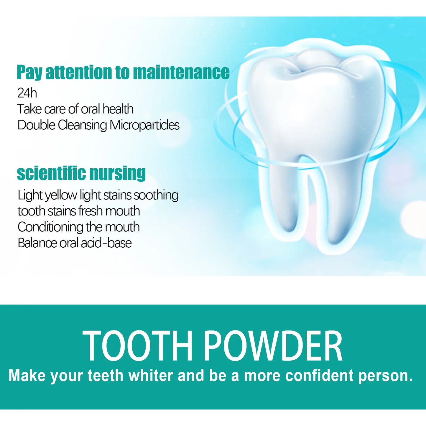 EELHOE Teeth Whitening Powder 5 Days Tooth Cleaning Oral Hygiene Care Plaque Stains Tartar Removal Stains Natural Cleaning Tool