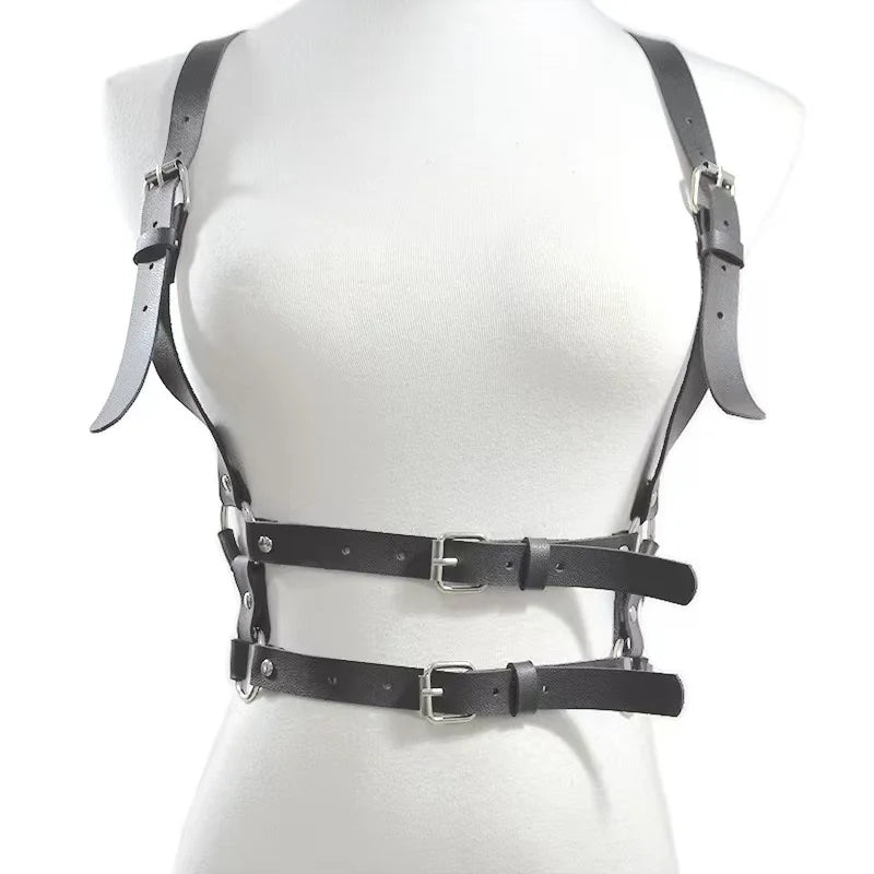 Black PU Leather Punk Body Chains Fashion Strong And Sturdy Waist Straps Belt Club Adjustable Body harness