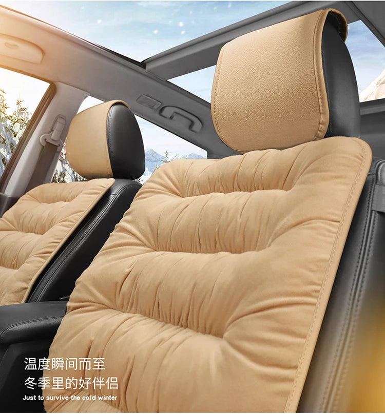 New car seat cushion single piece backless, autumn and winter universal plush anti slip cushion, warm pad three piece set