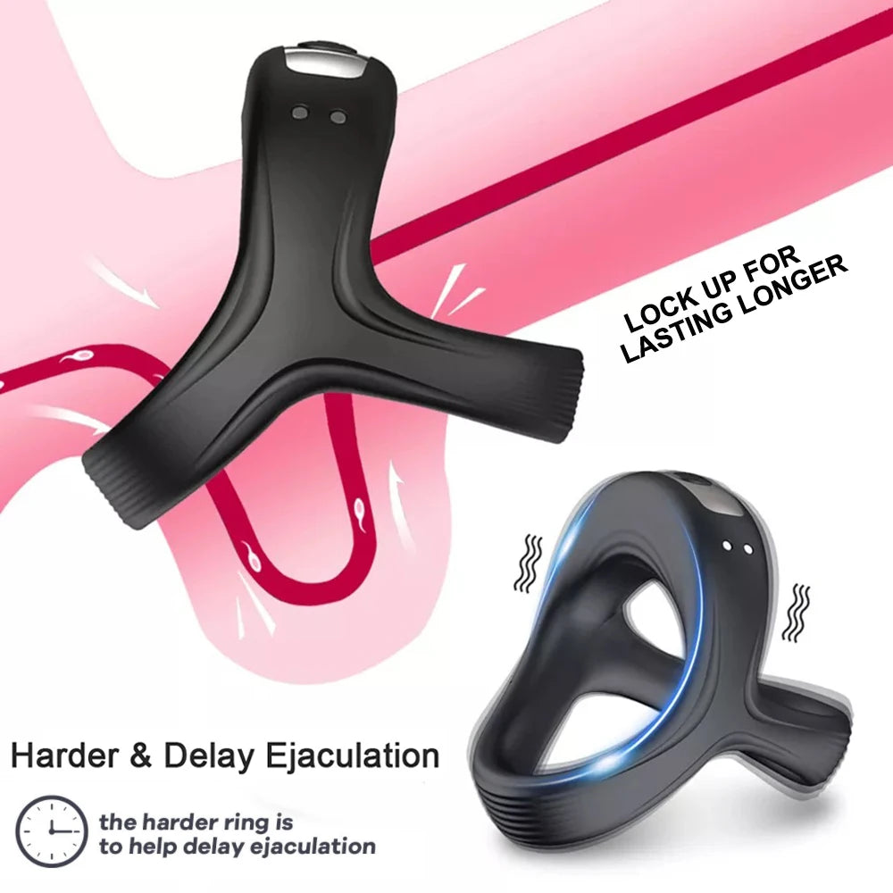 Strong Vibrator Cockring Penis Cock Ring on for Man Delay Ejaculation Sex Toys for Men Couple Rings Penisring Toys for Adults 18