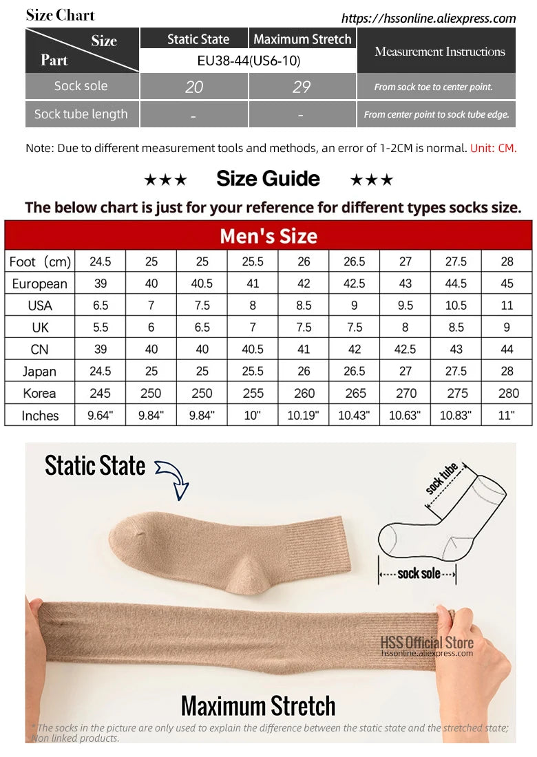 HSS 10Pairs Men‘s Socks Cotton Casual Business Middle Black Breathable Male Crew Socks Summer Winter Dress Gifts Socks Size38-45