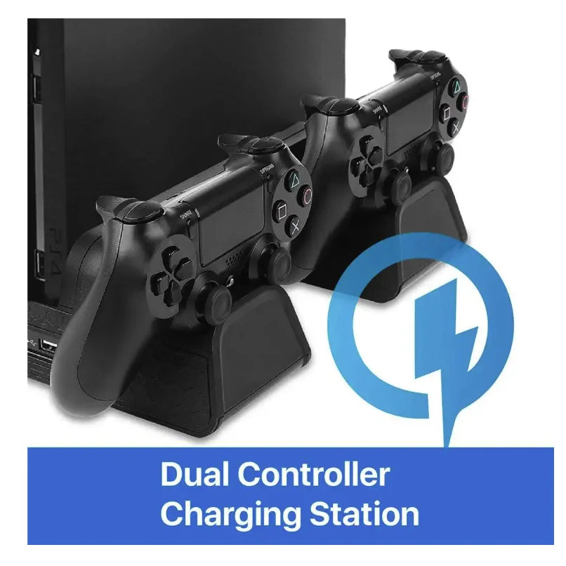 Cooling Stand For PS4 Slim Pro With Controller Charging Station Handle Charger Dock With Discs Slot Game Card For PlayStation 4