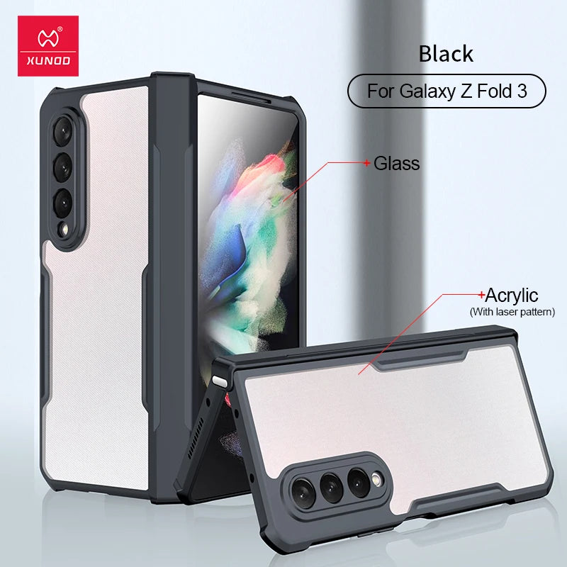 Xundd For Samsung Galaxy Z Fold6 Case For Galaxy Z Fold 6 5 4 3 Phone Cover Shockproof Protective Shell Clear Transparent Cases
