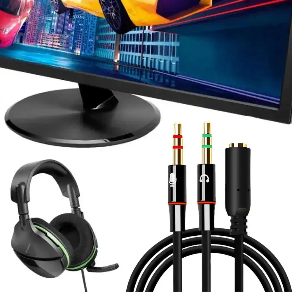 Headphone Microphone Audio Converter Splitter For Computer 3.5mm Female To 2 Dual 3.5mm Male Headphone Mic Audio Y Splitter