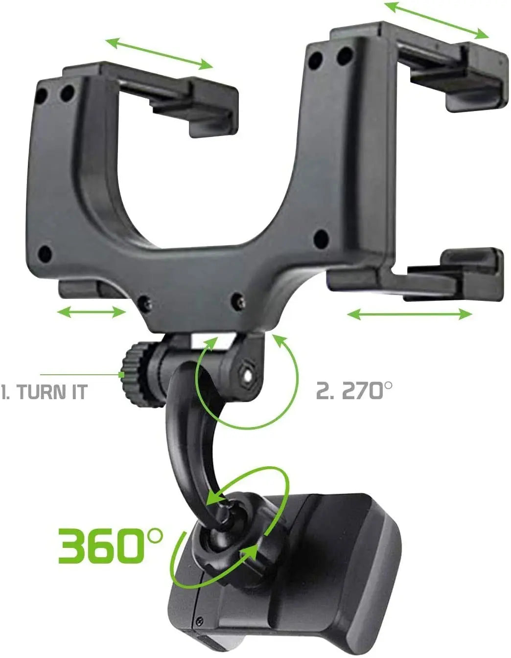 Car Phone Holder 360° Rearview Mirror Phone Holder Auto Rearview Mirror Seat Hanging Clip Bracket Cell Phone Holder for Car