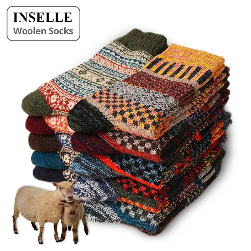 4 Pairs Of Men's Vintage Striped Crew Socks, Thermal Breathable Comfy Socks For Men's Wearing, Autumn & Winter