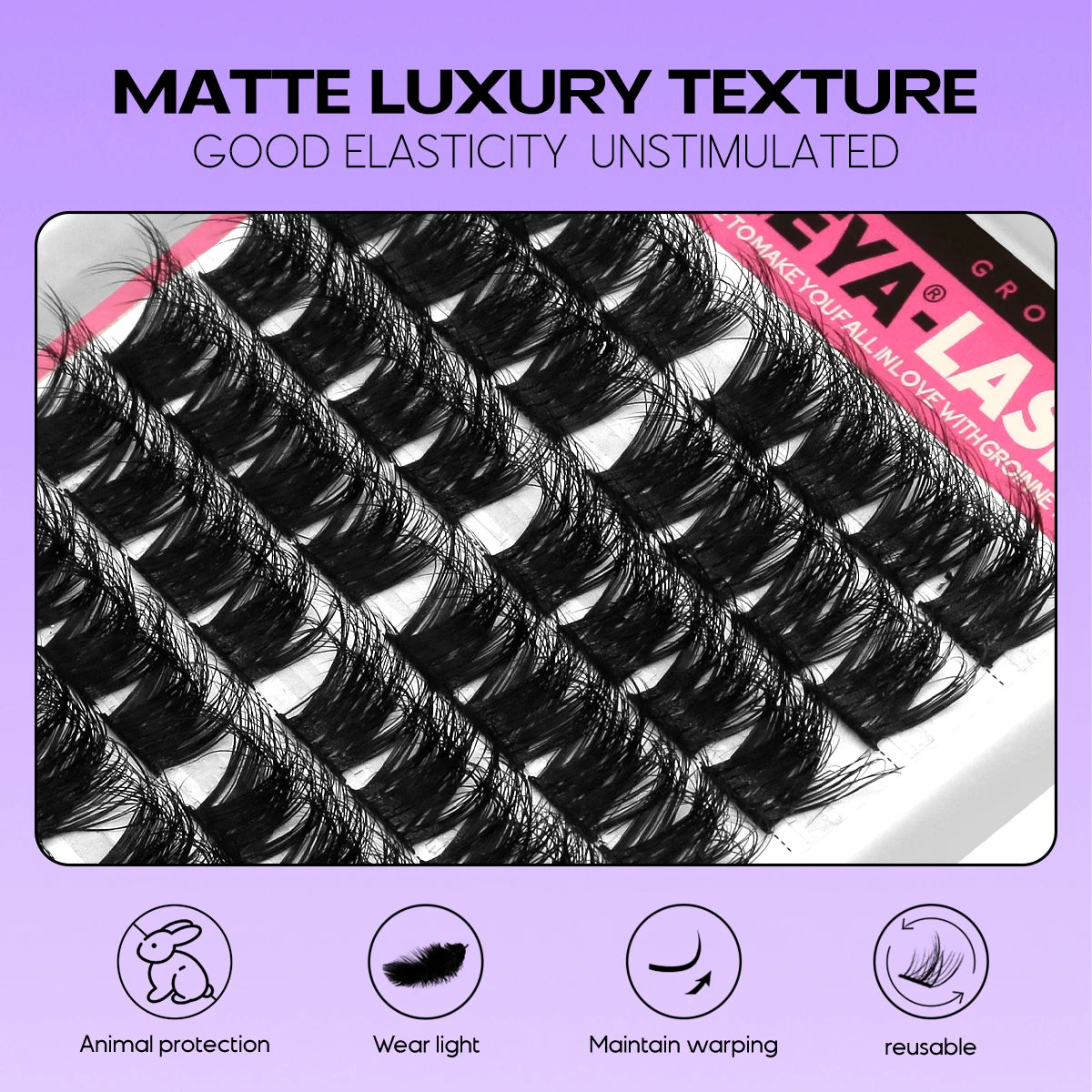 GROINNEYA Cluster Lashes Mixed Tray Faux Mink Lash Individual Eyelash Extension DIY Lashes Clusters Extensions at Home