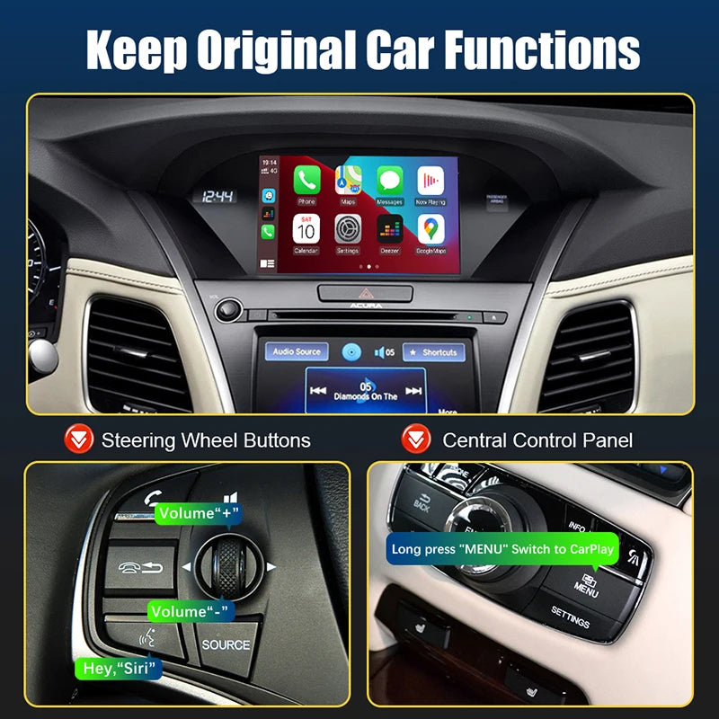 Car Ai Box Wireless Apple Carplay Android Auto For Acura YD3 MDX RDX TLX ILX RLX Honda Odyssey Original Screen Support Mirroring
