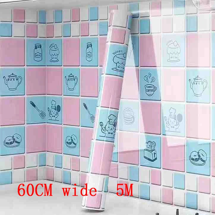 Kitchen Oil Resistant Stickers Waterproof Self-adhesive Wallpaper Stove Countertop Protective Pad Cabinet Countertop Marble Film