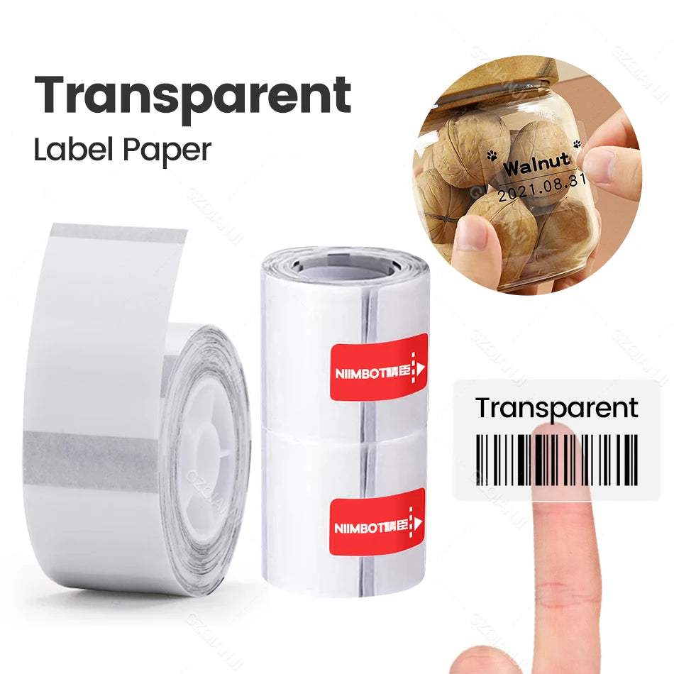 Niimbot B21 B3S Sticker Thermal Label Printer Paper Roll Transparent Waterproof Category Barcode Price Size Name Label Paper